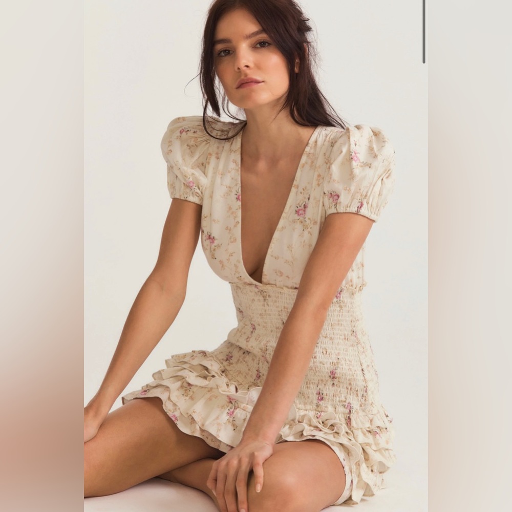 LoveShackFancy Smocked Ruffle Mini Dress - Picture 6 of 11